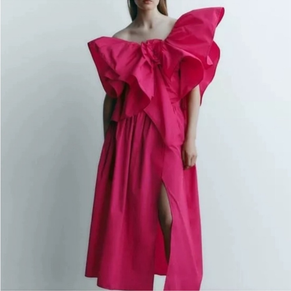 ZARA Ruffled Asymmetric one shoulder Top S & M Available NWT - Picture 6 of 12